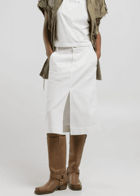Hovedbilde WHITE DENIM MIDI SKIRT/ Replay