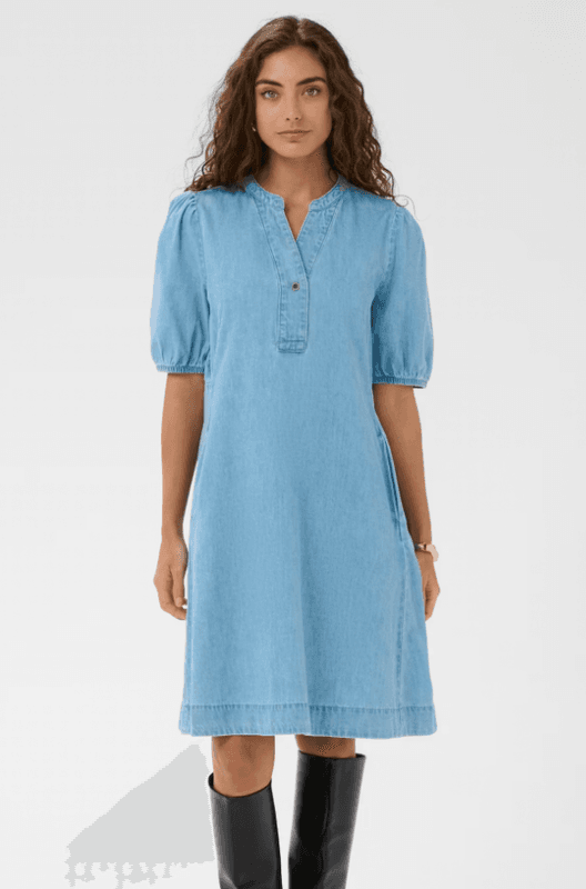 Culture CUberteline Arpa SS Dress - Light Blue Wash