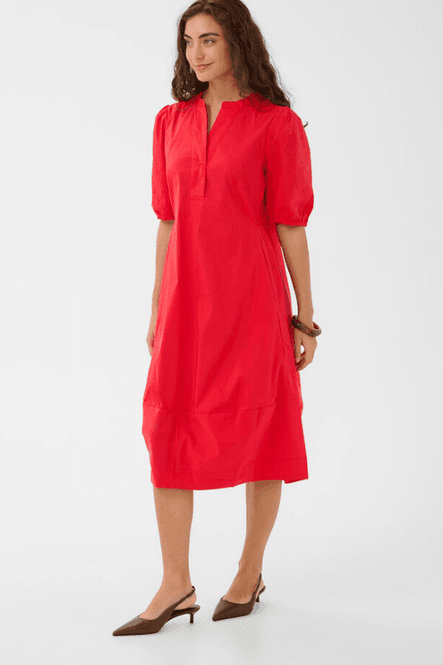 Hovedbilde Culture CUANTOINETT SS PLACKET DRESS - Fiery Red 