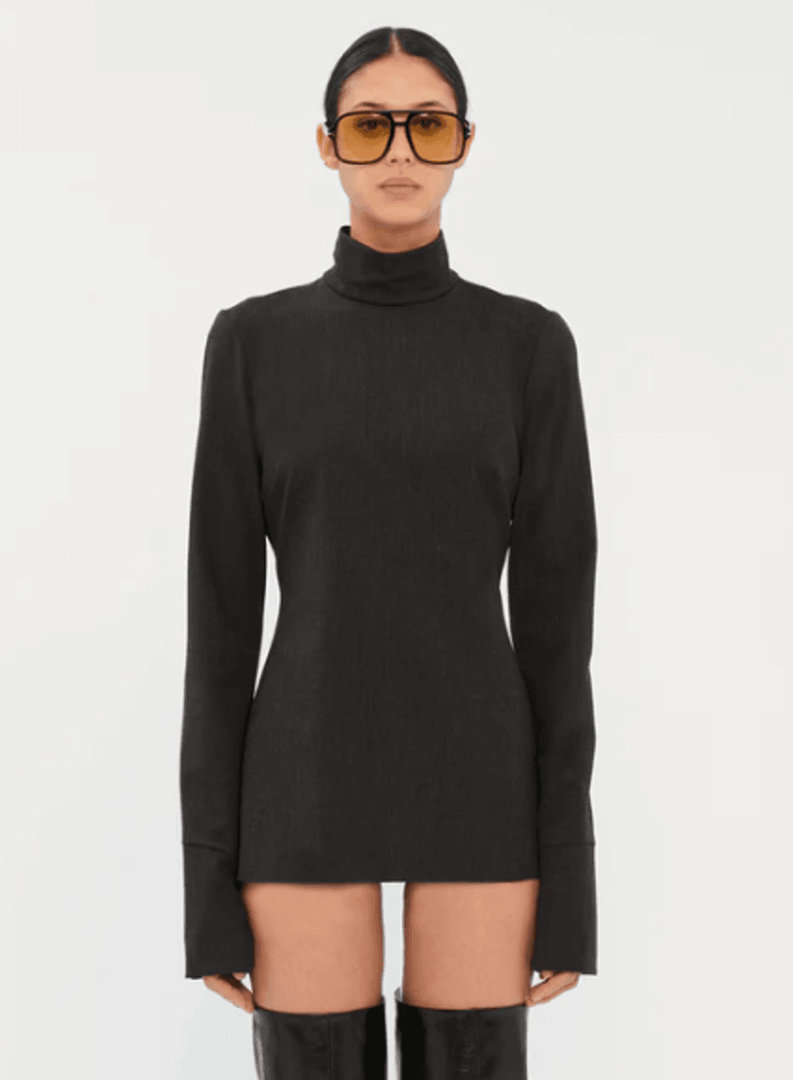 CLIO - WOOL TOP WITH LONG SLEEVES BLACK/ TheLatest