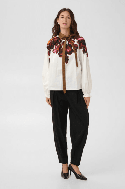 Culture CUJULISSA BLOUSE - GARDENIA WITH PINK/BROWN - White
