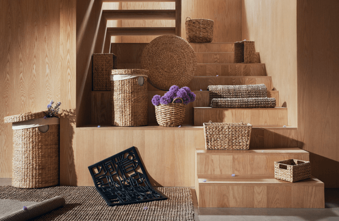 Hovedbilde Laundry basket round Lily natural liten/ Dixie