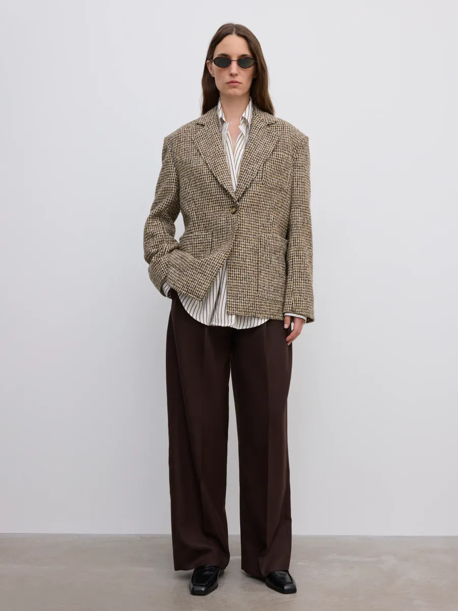 Houndstooth Blazer Beige Brown/ Dagmar