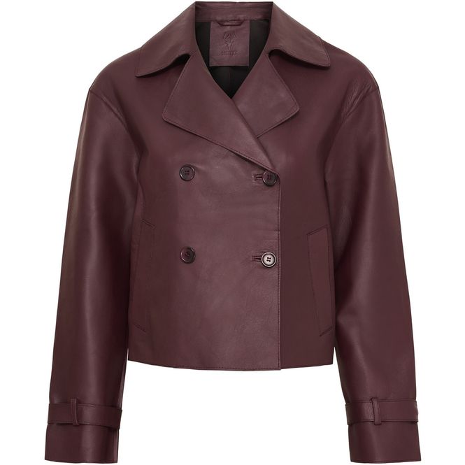 Hovedbilde Short Leather Trenchcoat Bordeaux/ Notyz