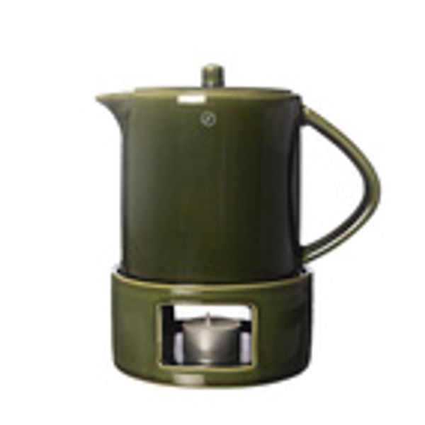 Hovedbilde Glöggkanna med värmare grön glaserad/ Ernst